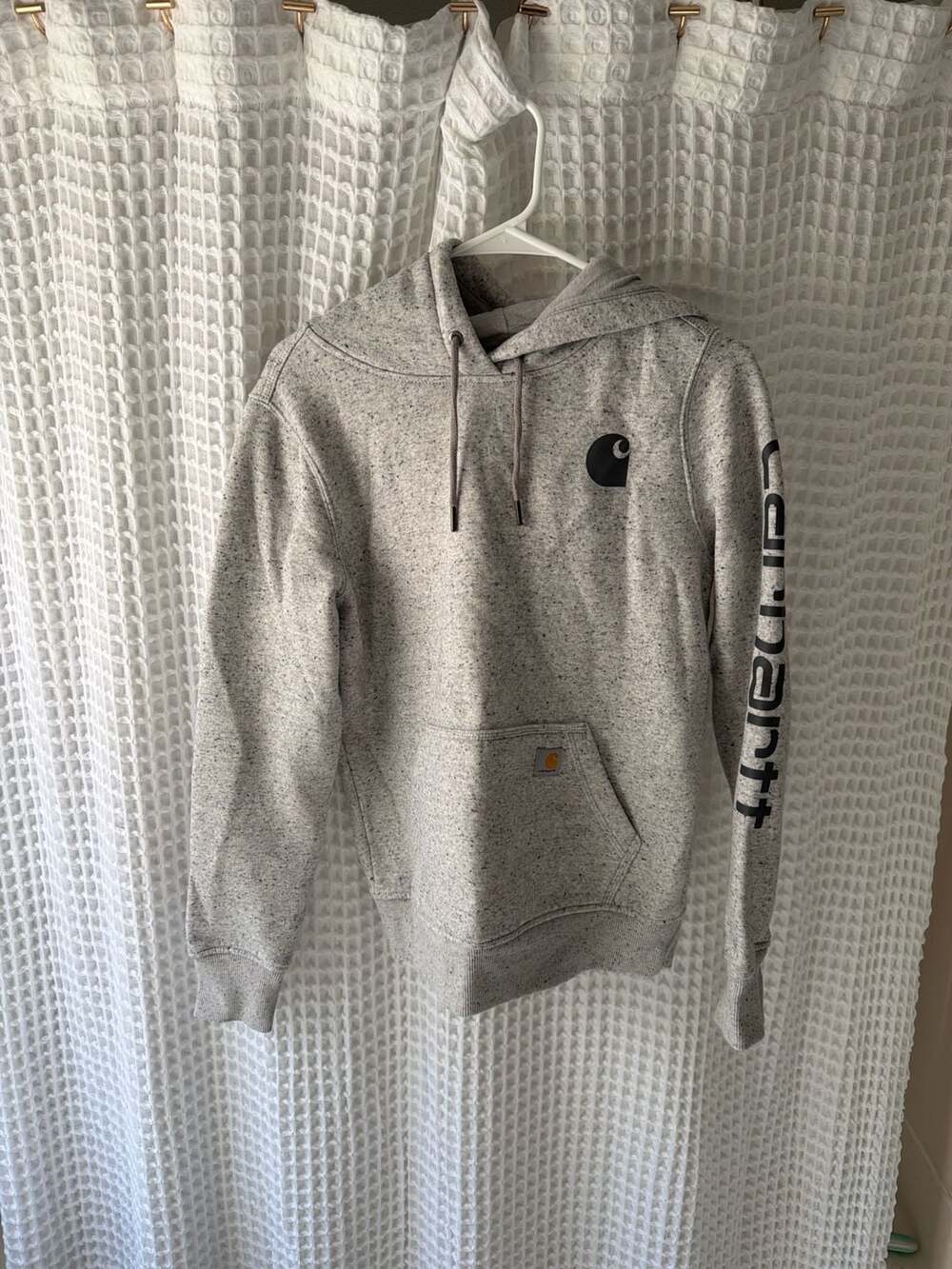Carhartt Women's Relaxed Fit Clarksburg Graphic Sleeve Pullover Hoodie in Gray S